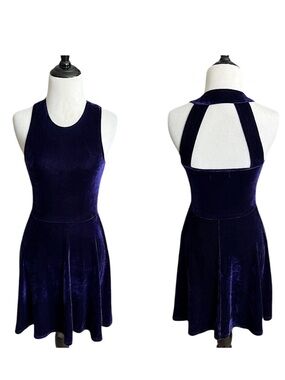 NWOT MINKPINK purple velvet sleeveless cutout skater dress XS new without tags
